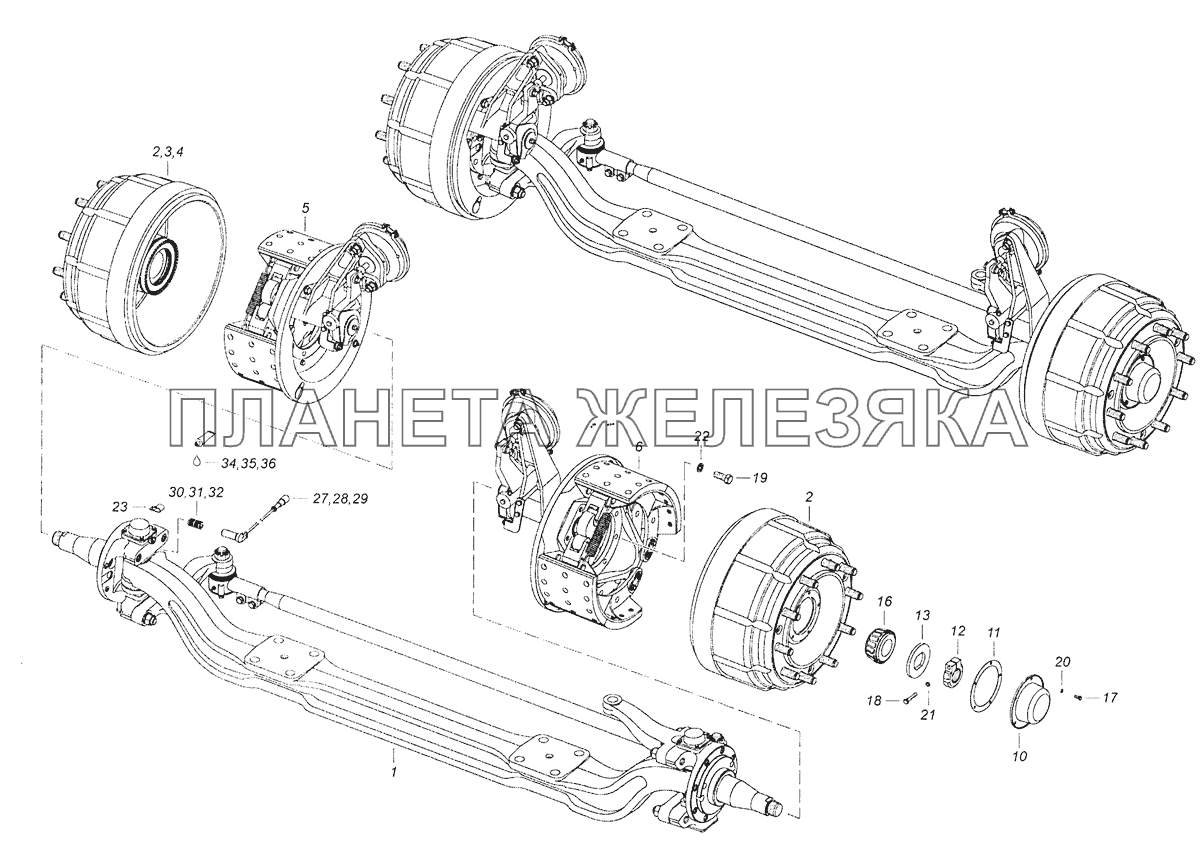 6520-3000012 Ось передняя с тормозами КамАЗ-65201 Евро 2-3 6520-3000012 Ось передняя с тормозами КамАЗ-65201 Евро 2-3