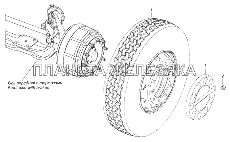 6460-3101702-70 Установка передних стальных колес КамАЗ-65201 Евро 2-3 6460-3101702-70 Установка передних стальных колес КамАЗ-65201 Евро 2-3