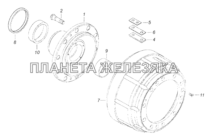6520-3103010 Ступица с тормозным барабаном КамАЗ-65201 Евро 2-3 6520-3103010 Ступица с тормозным барабаном КамАЗ-65201 Евро 2-3