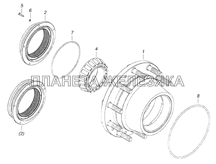 6520-3104009 Ступица заднего колеса с манжетами КамАЗ-65201 Евро 2-3