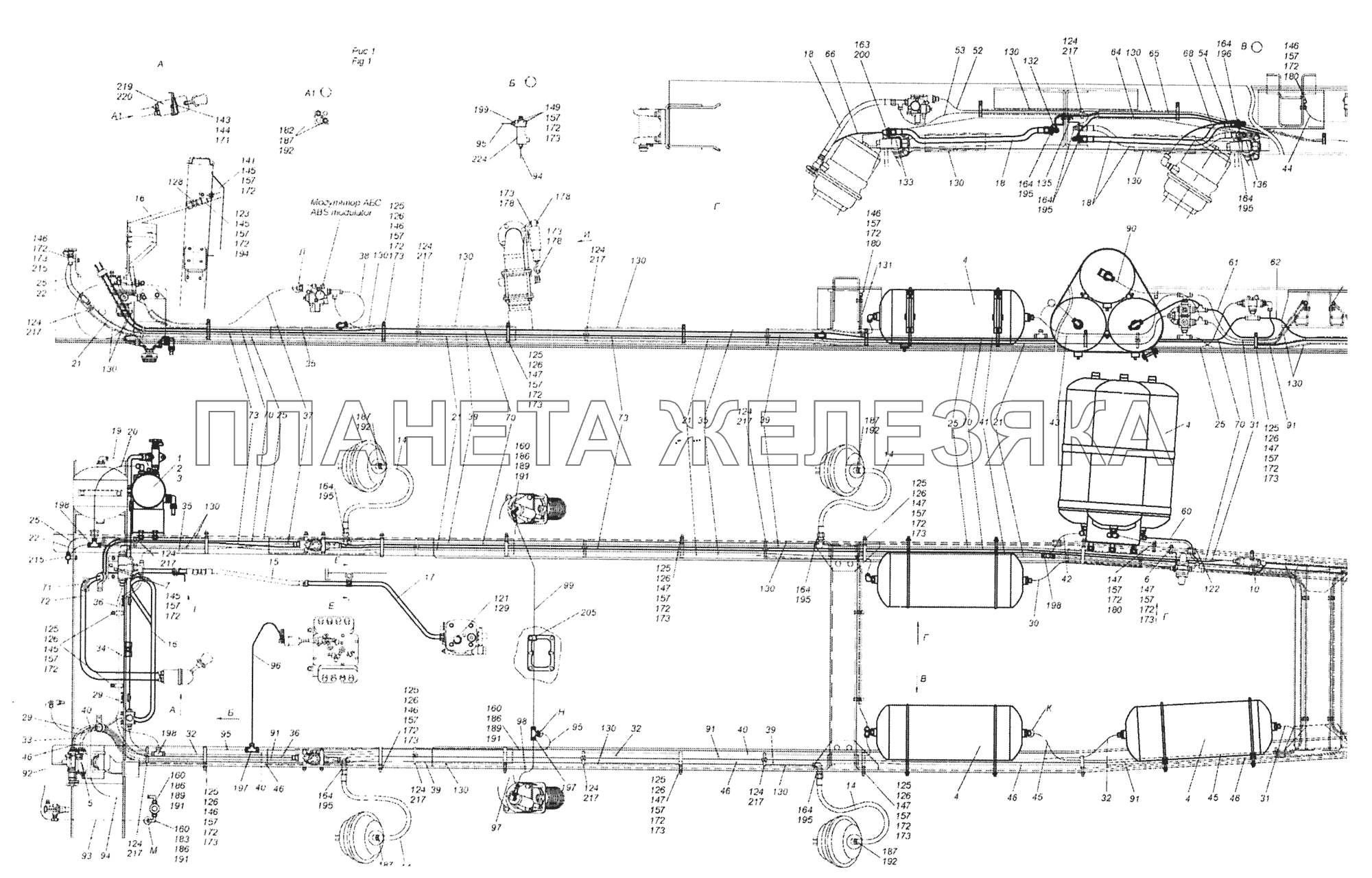 65201-3500006-88 Установка пневмотормозов КамАЗ-65201 Евро 2-3