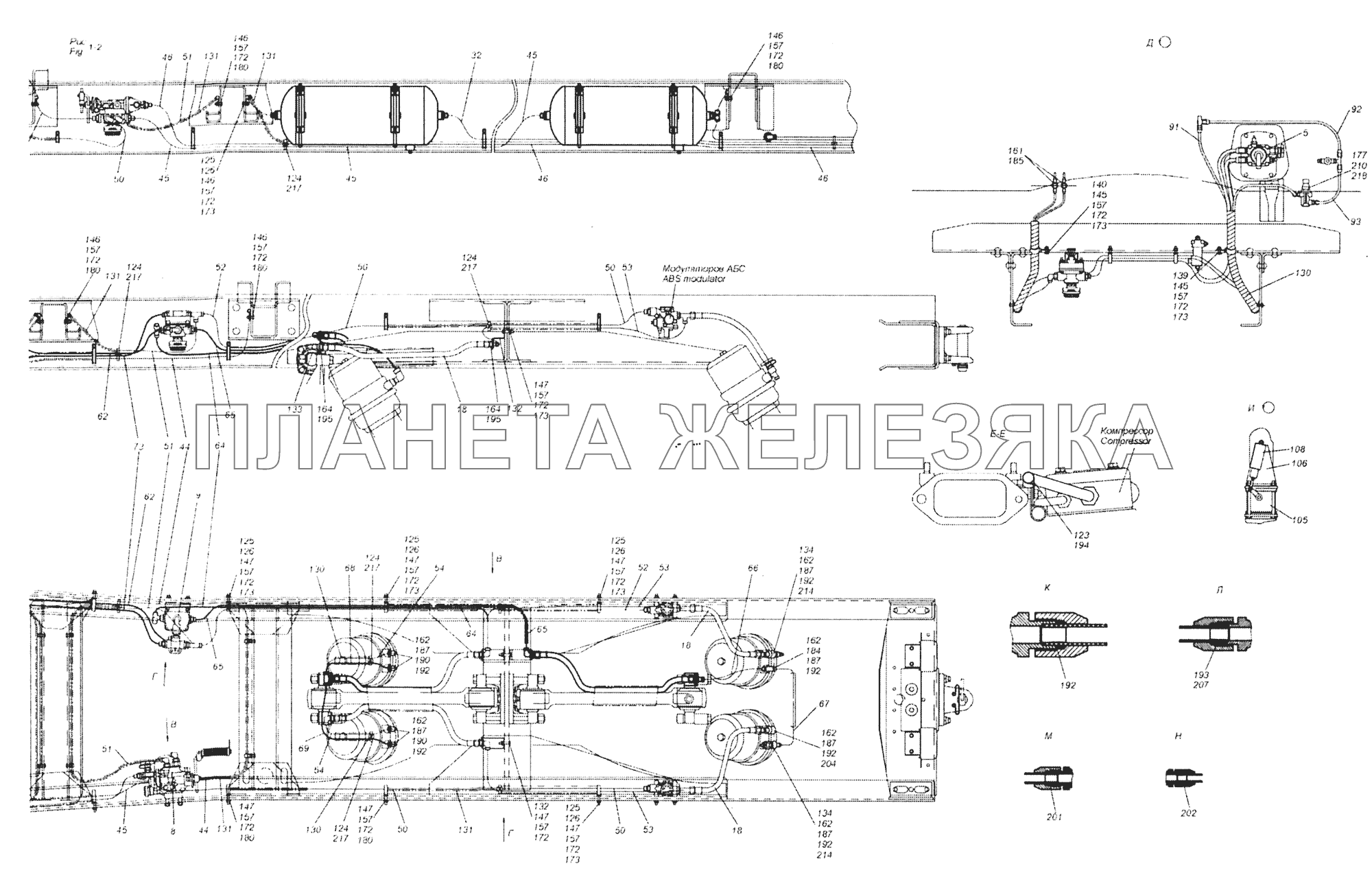 65201-3500006-88 Установка пневмотормозов КамАЗ-65201 Евро 2-3