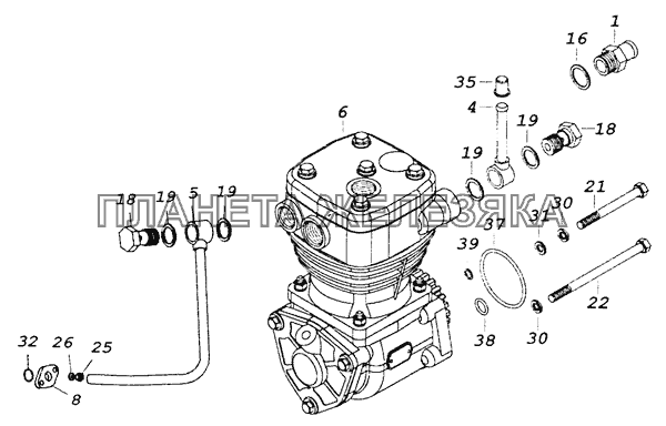 740.30-3509003 Установка компрессора КамАЗ-65201 Евро 2-3