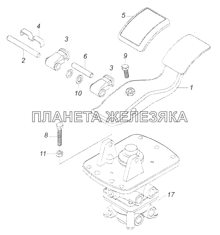 65115-3514108 Кран тормозной двухсекционный с педалью КамАЗ-65201 Евро 2-3 65115-3514108 Кран тормозной двухсекционный с педалью КамАЗ-65201 Евро 2-3