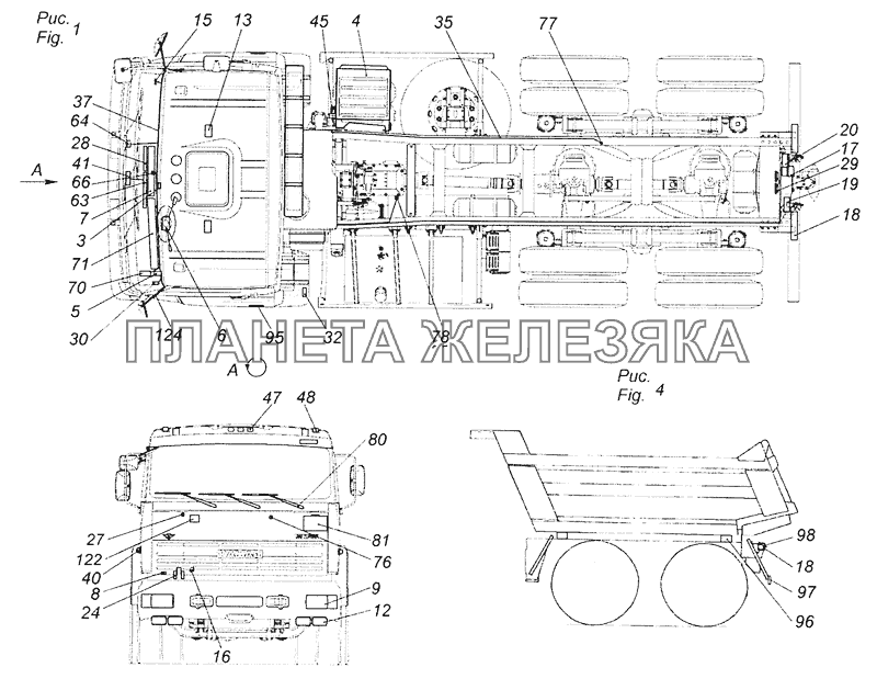 65201-3700001-10 Электрооборудование. Расположение на автомобиле КамАЗ-65201 Евро 2-3