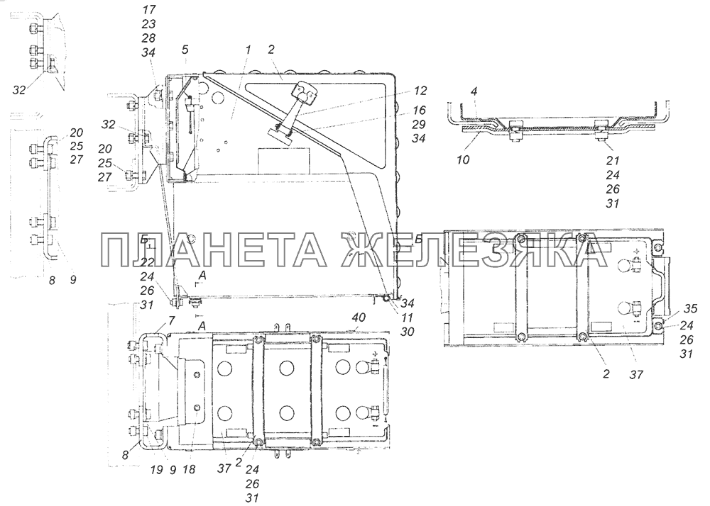 65201-3703001 Установка аккумуляторных батарей КамАЗ-65201 Евро 2-3 65201-3703001 Установка аккумуляторных батарей КамАЗ-65201 Евро 2-3