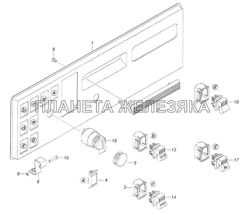 54115-3710428-50 Панель выключателей КамАЗ-65201 Евро 2-3