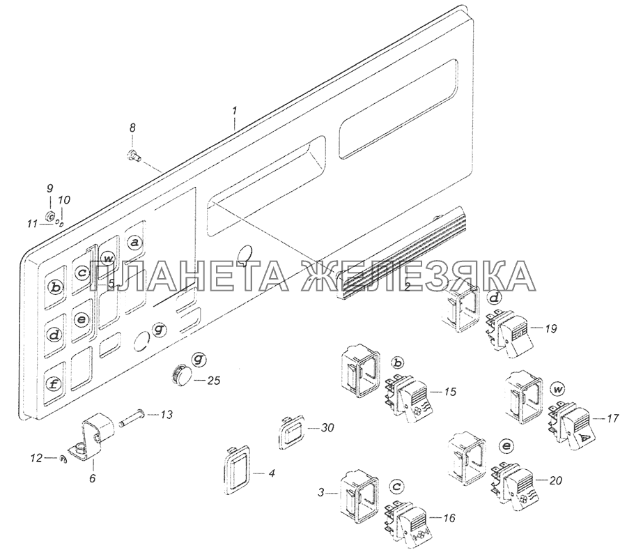 65201-3710428 Панель выключателей КамАЗ-65201 Евро 2-3