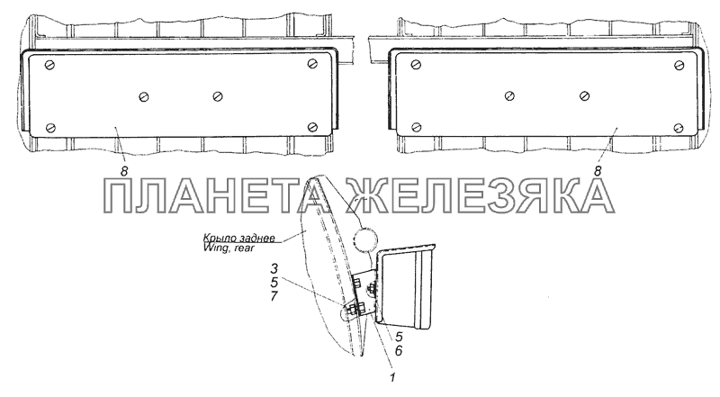 6520-3716002 Установка задних фонарей КамАЗ-65201 Евро 2-3