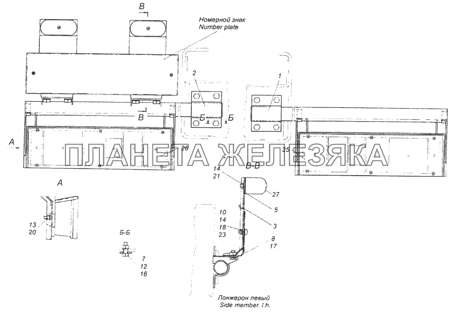 65201-3716002-10 Установка задних фонарей КамАЗ-65201 Евро 2-3