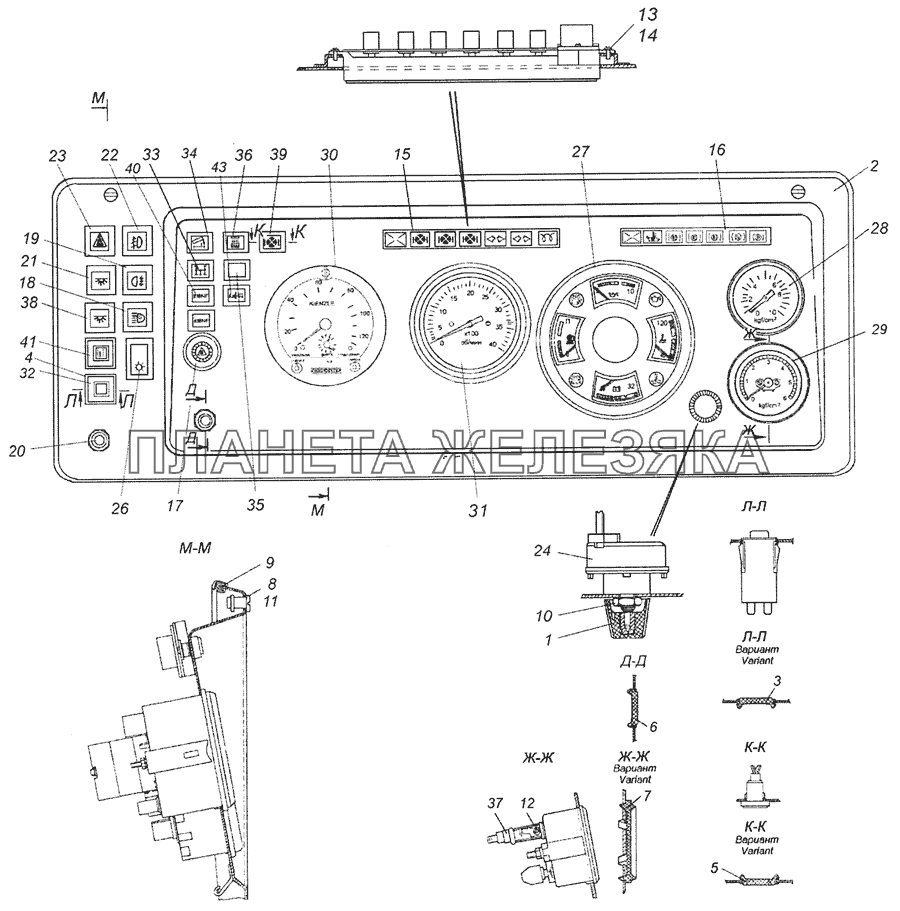 6520-3805010-36 Щиток приборов КамАЗ-65201 Евро 2-3