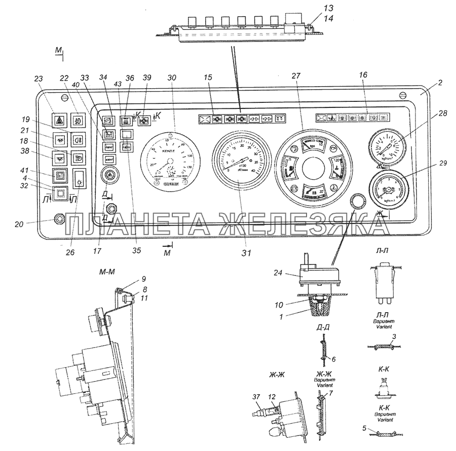 6520-3805010-40 Щиток приборов КамАЗ-65201 Евро 2-3