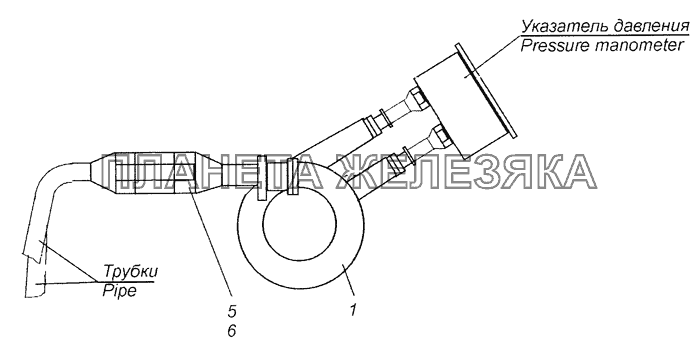 43114-3830001 Установка трубопроводов к манометру КамАЗ-65201 Евро 2-3