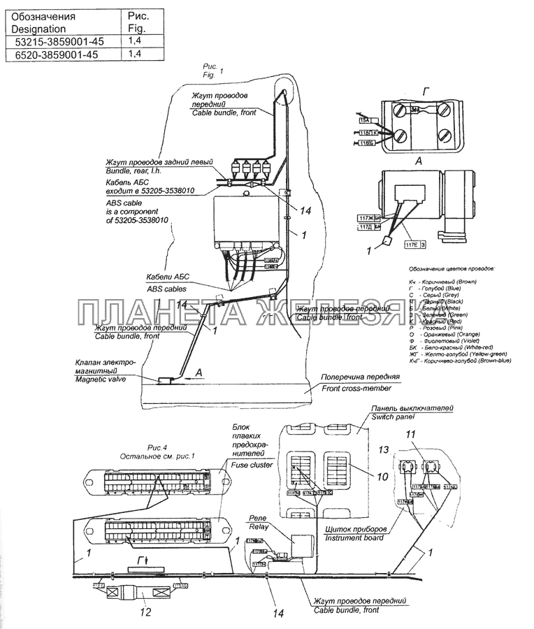 53215-3859001-45 Установка электрооборудования АБС КамАЗ-65201 Евро 2-3