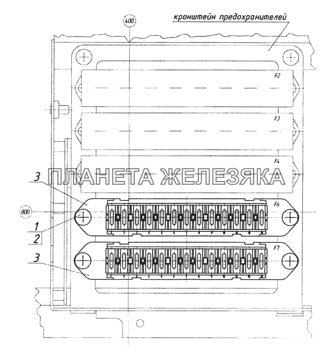 65115-4012001 Установка предохранителей КамАЗ-65201 Евро 2-3