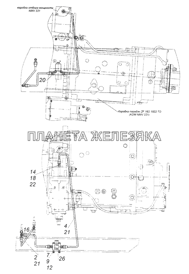 65201-4202006 Установка управления коробки отбора мощности КамАЗ-65201 Евро 2-3