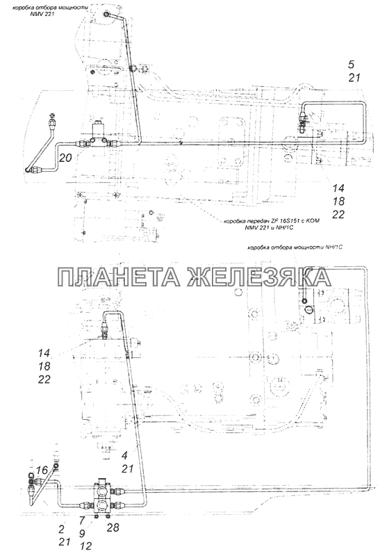 65201-4202006-10 Установка управления коробки отбора мощности КамАЗ-65201 Евро 2-3