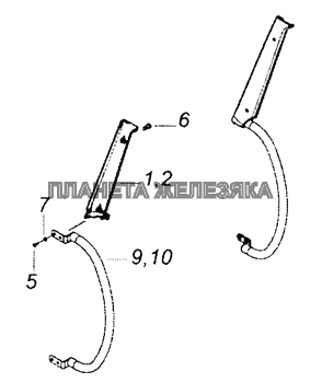 4308-5325160 Установка поручней панели приборов КамАЗ-65201 Евро 2-3