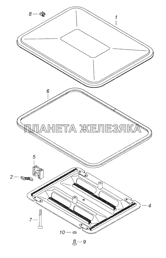 53205-5713008 Установка вентиляционного люка крыши КамАЗ-65201 Евро 2-3