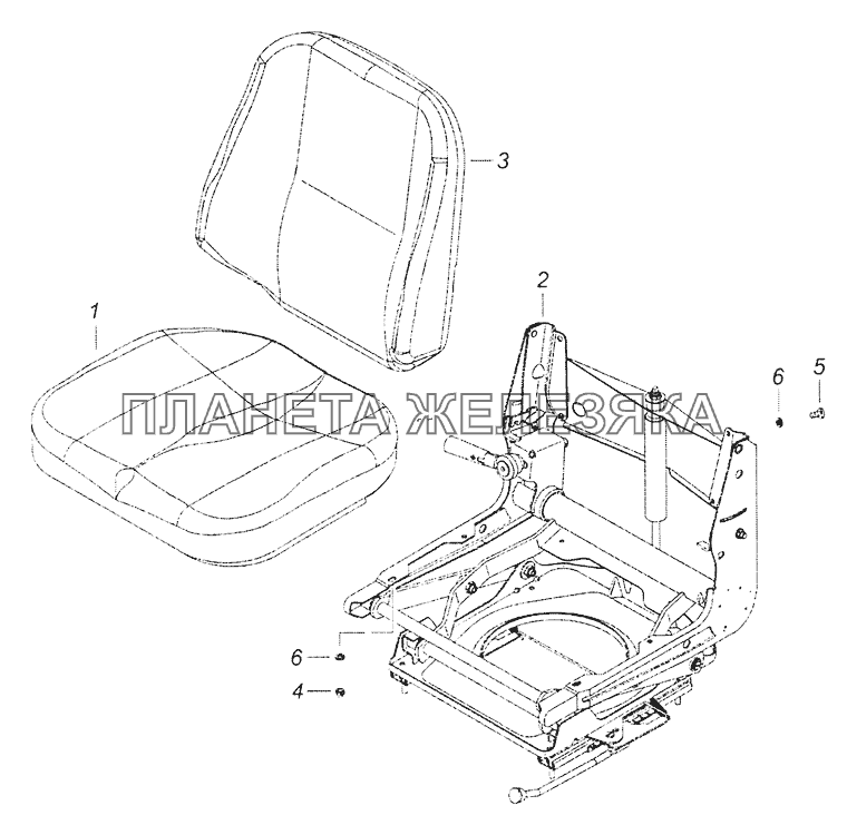 53205-6800010 Сидение водителя КамАЗ-65201 Евро 2-3