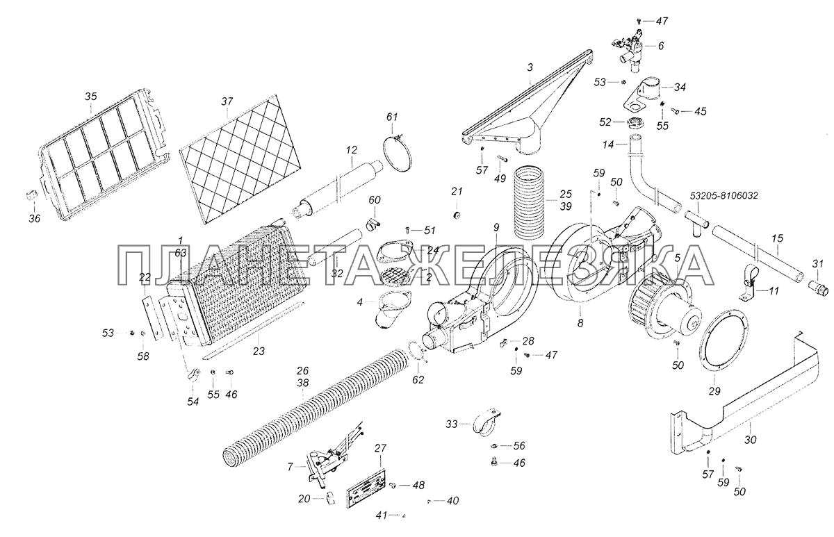 6520-8100005 Установка системы отопления кабины КамАЗ-65201 Евро 2-3