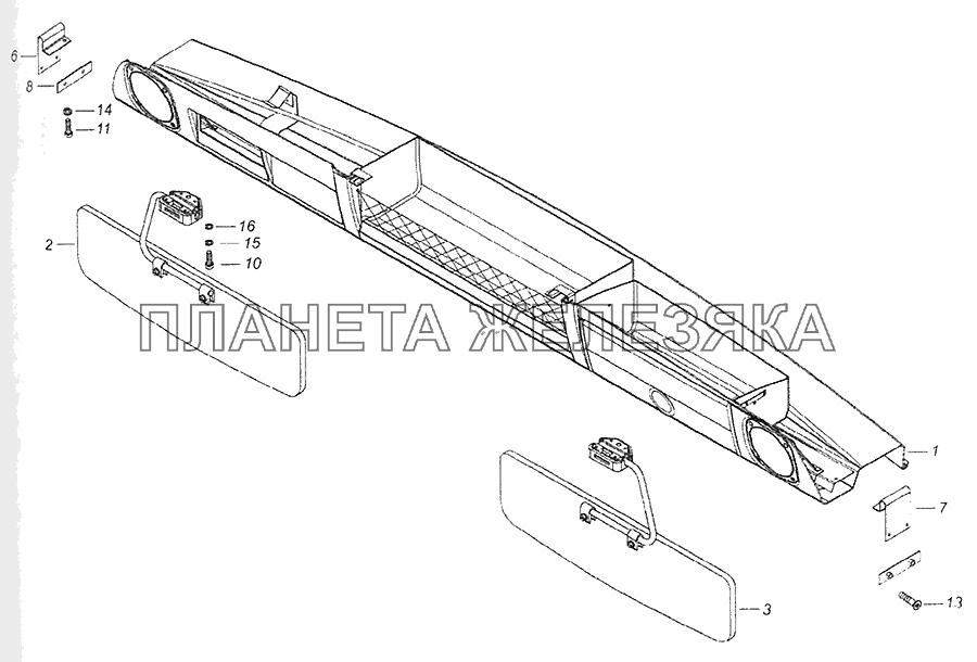 53205-8213005 Установка надоконной полки и противосолнечных козырьков КамАЗ-65201 Евро 2-3