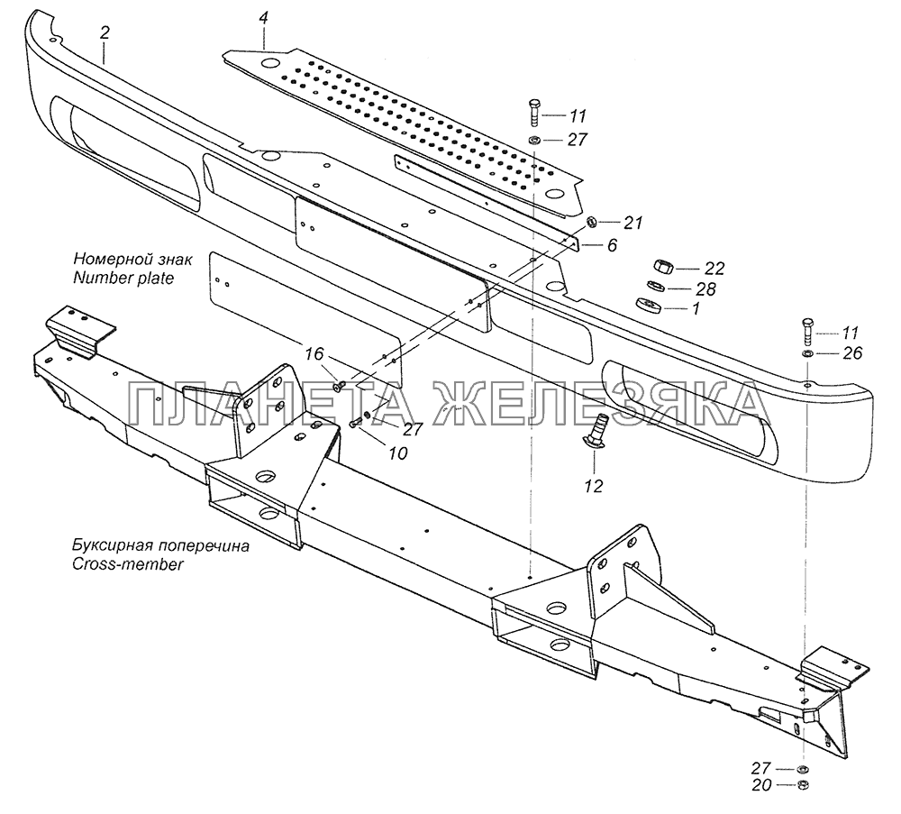 65115-8416012 Установка спойлера КамАЗ-65201 Евро 2-3