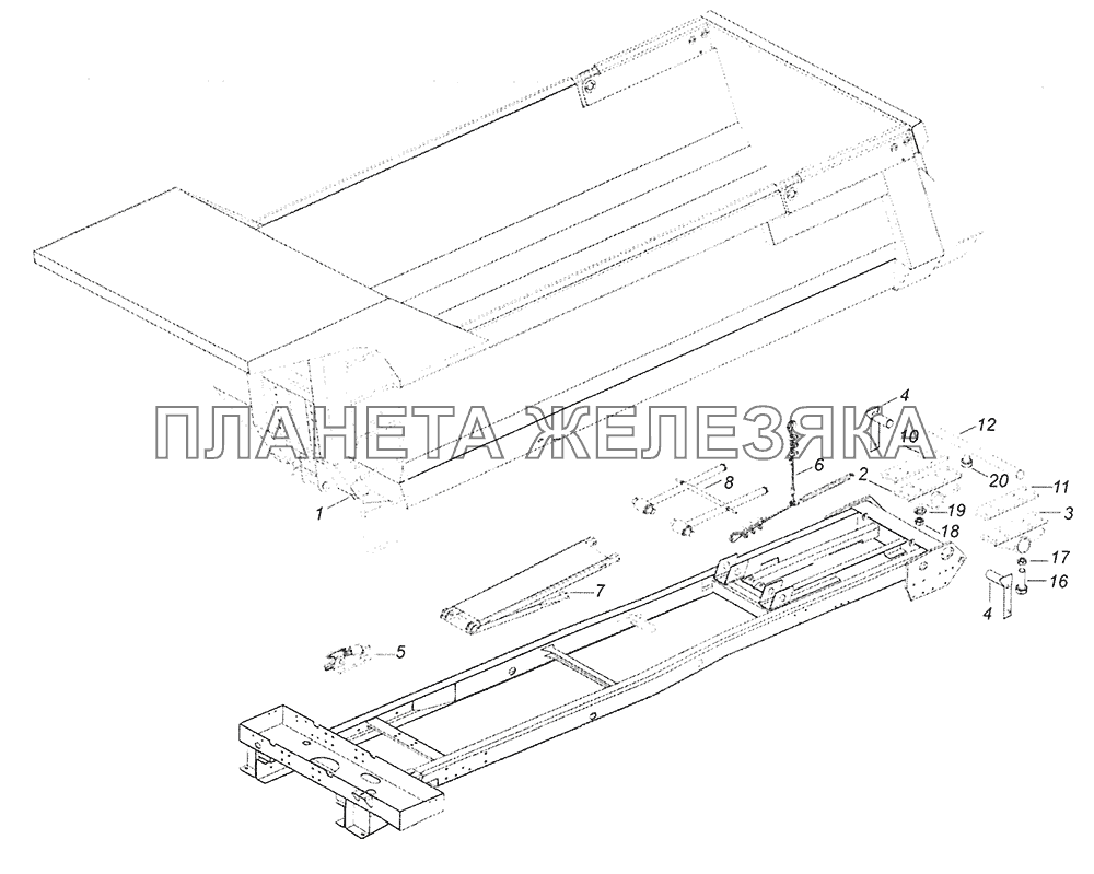 65201-8500001 Установка платформы КамАЗ-65201 Евро 2-3 65201-8500001 Установка платформы КамАЗ-65201 Евро 2-3