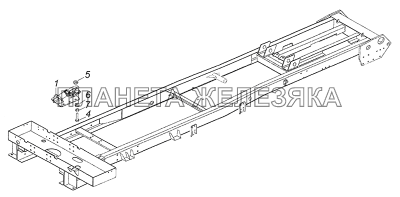 65201-8505080 Установка фиксатора платформы КамАЗ-65201 Евро 2-3