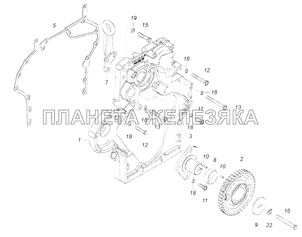 7406.1002003 Установка картера агрегатов КамАЗ-65201 Евро 2-3