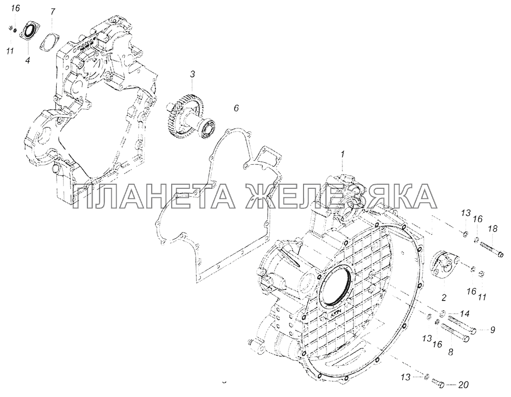 7406.1002004-20 Установка картера маховика КамАЗ-65201 Евро 2-3