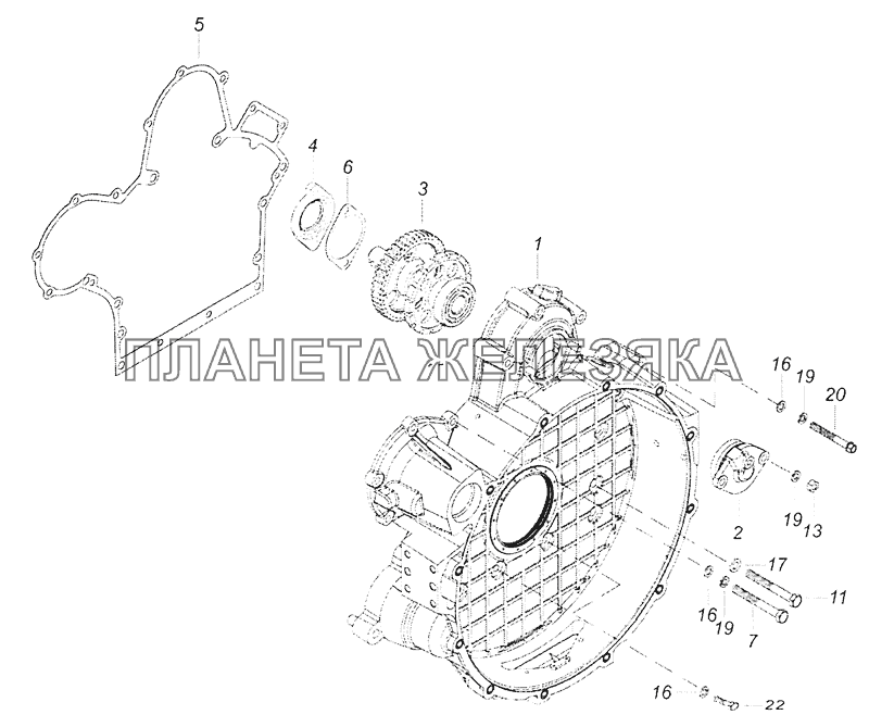 740.63-1002004-10 Установка картера маховика КамАЗ-65201 Евро 2-3