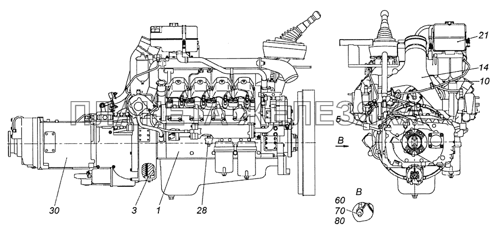 6522-1000264 Агрегат силовой 740.632-400, укомплектованный для установки на автомобиль КамАЗ-6522 (Евро-4)