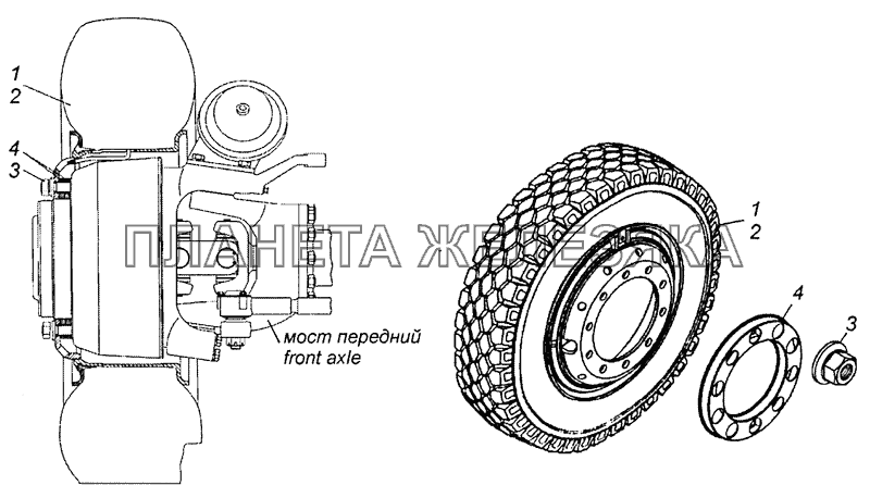 6522-3101002-40 Установка передних колес КамАЗ-6522 (Евро-4)