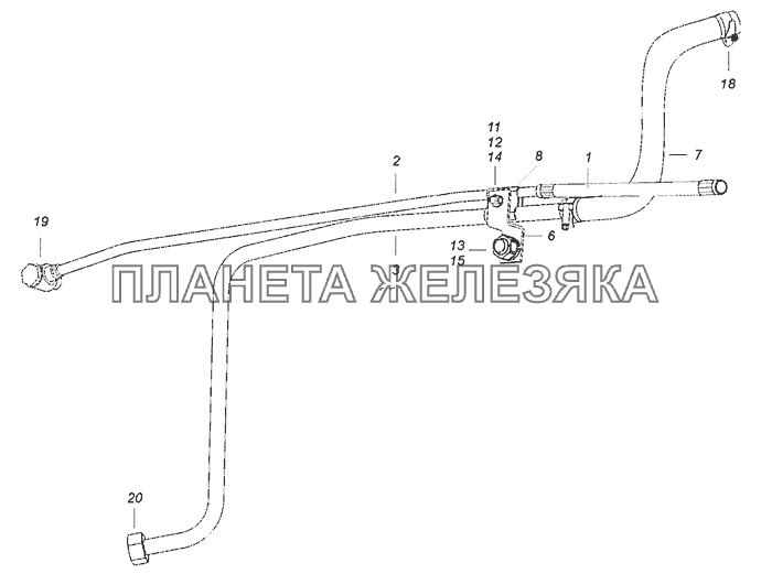 6520-3400018-34 Установка трубопроводов КамАЗ-6522 (Евро-4)