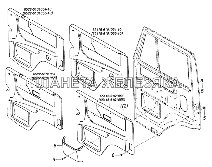65115-6102005 Установка обивок двери КамАЗ-6522 (Евро-4)