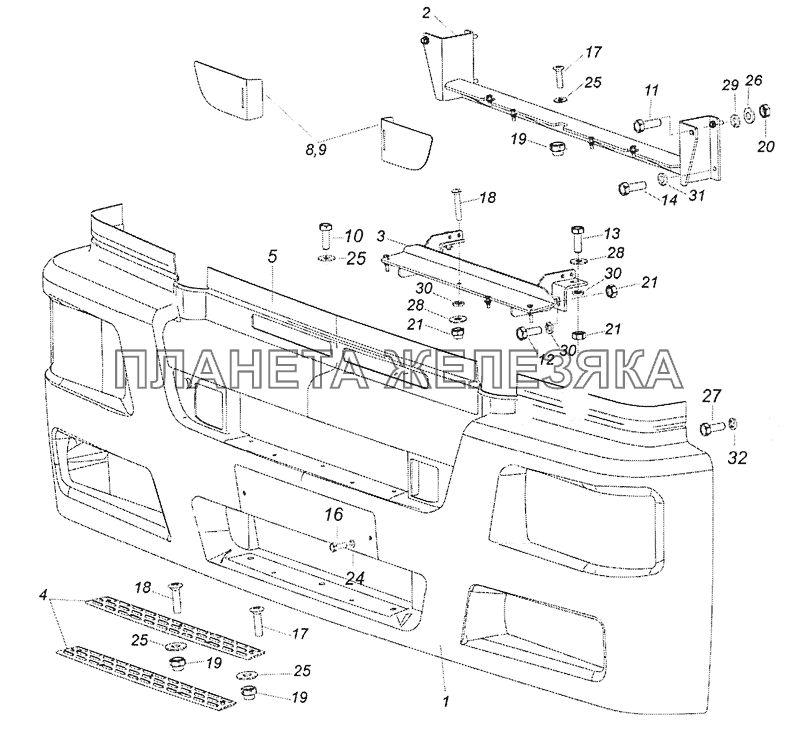 5460-8416012-10 Установка облицовки буфера КамАЗ-6522 (Евро-4)