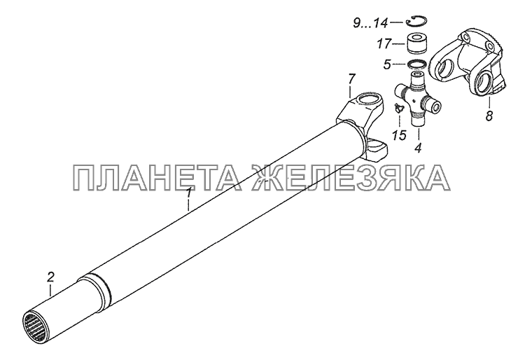 4326-2201017-10 Вал карданный с шарниром КамАЗ-6522 (Евро-4)