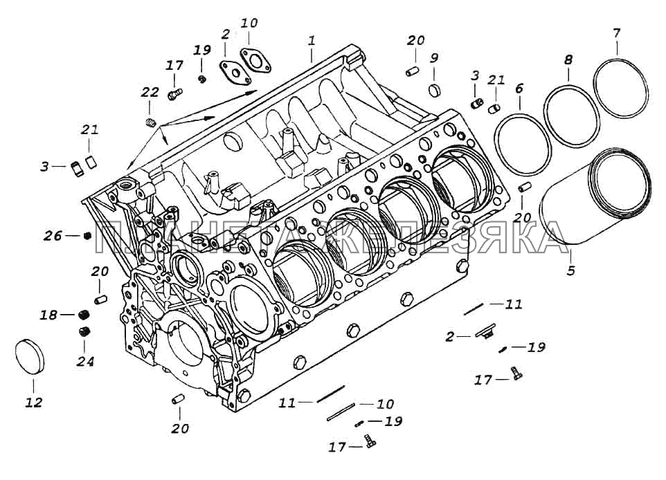 Блок цилиндров в сборе КамАЗ-6522
