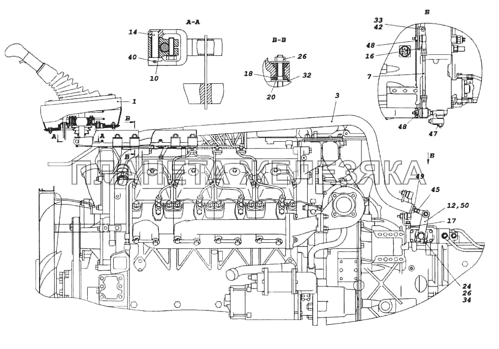 Привод управления механизмом переключения передач КамАЗ-6522