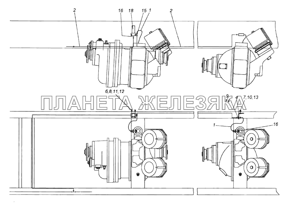 Привод блокировки межколесных дифференциалов КамАЗ-6522