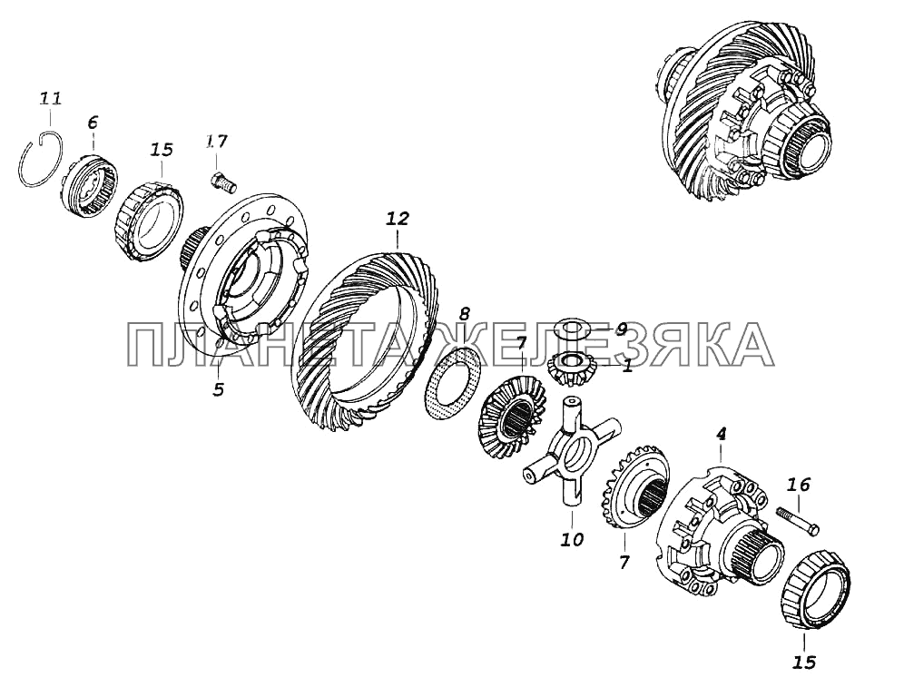 Дифференциал моста среднего КамАЗ-6522