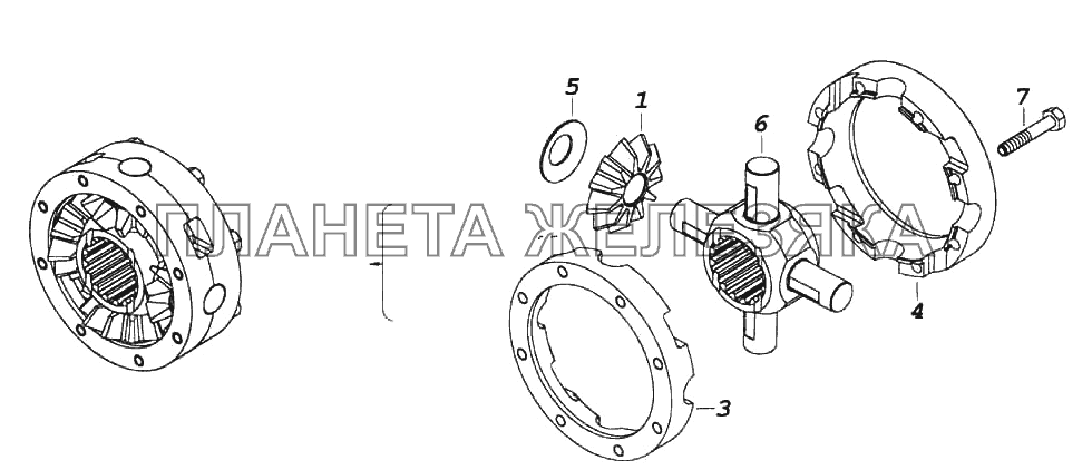 Межосевой дифференциал среднего моста КамАЗ-6522