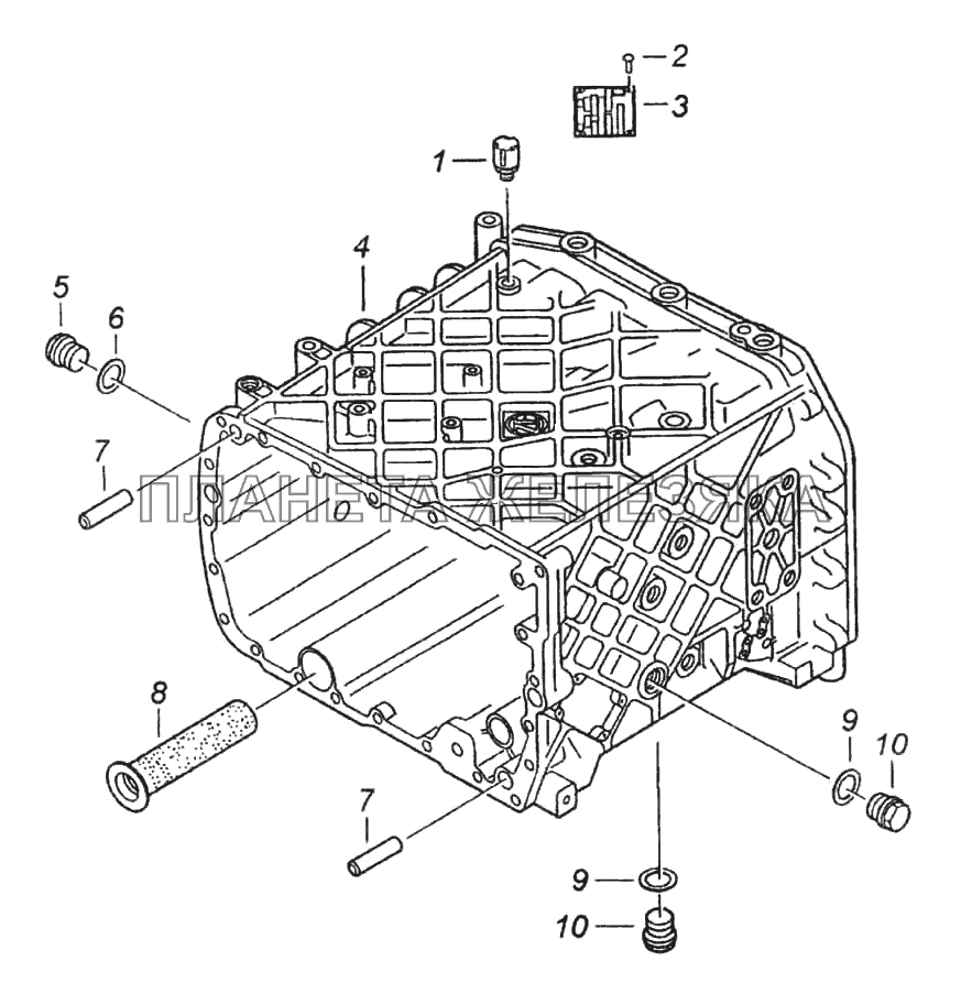 Картер коробки передач с пробками КамАЗ-6522