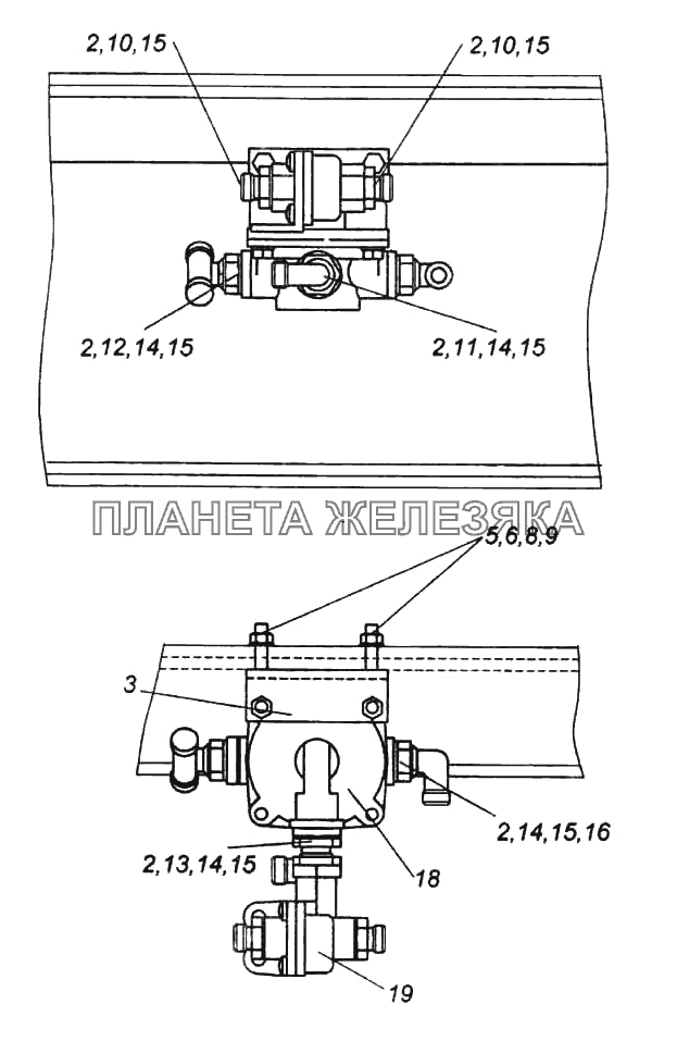 Установка ускорительного клапана КамАЗ-6522