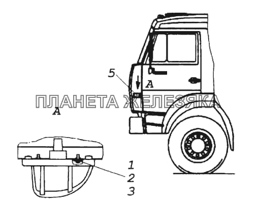 Установка бокового повторителя указателей поворота КамАЗ-6522