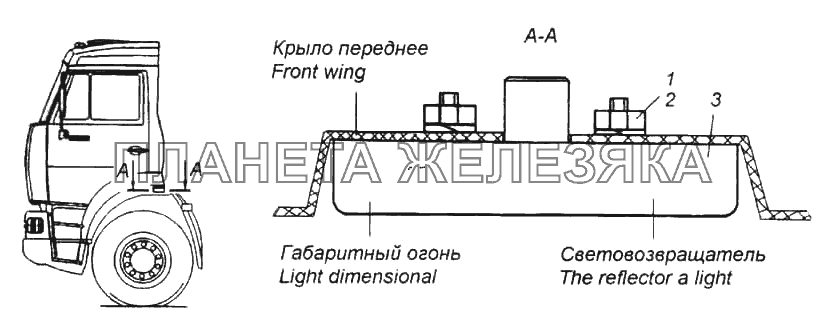 Установка боковых габаритных фонарей КамАЗ-6522