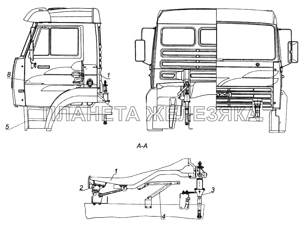 Установка кабины с оперением КамАЗ-6522