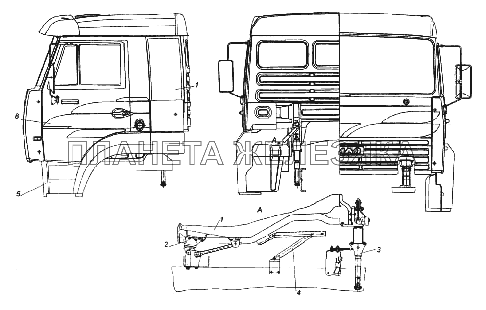 Установка кабины с оперением КамАЗ-6522