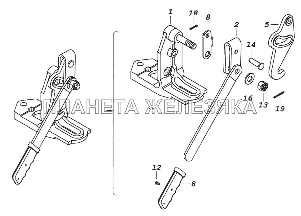 Запор кабины левый КамАЗ-6522